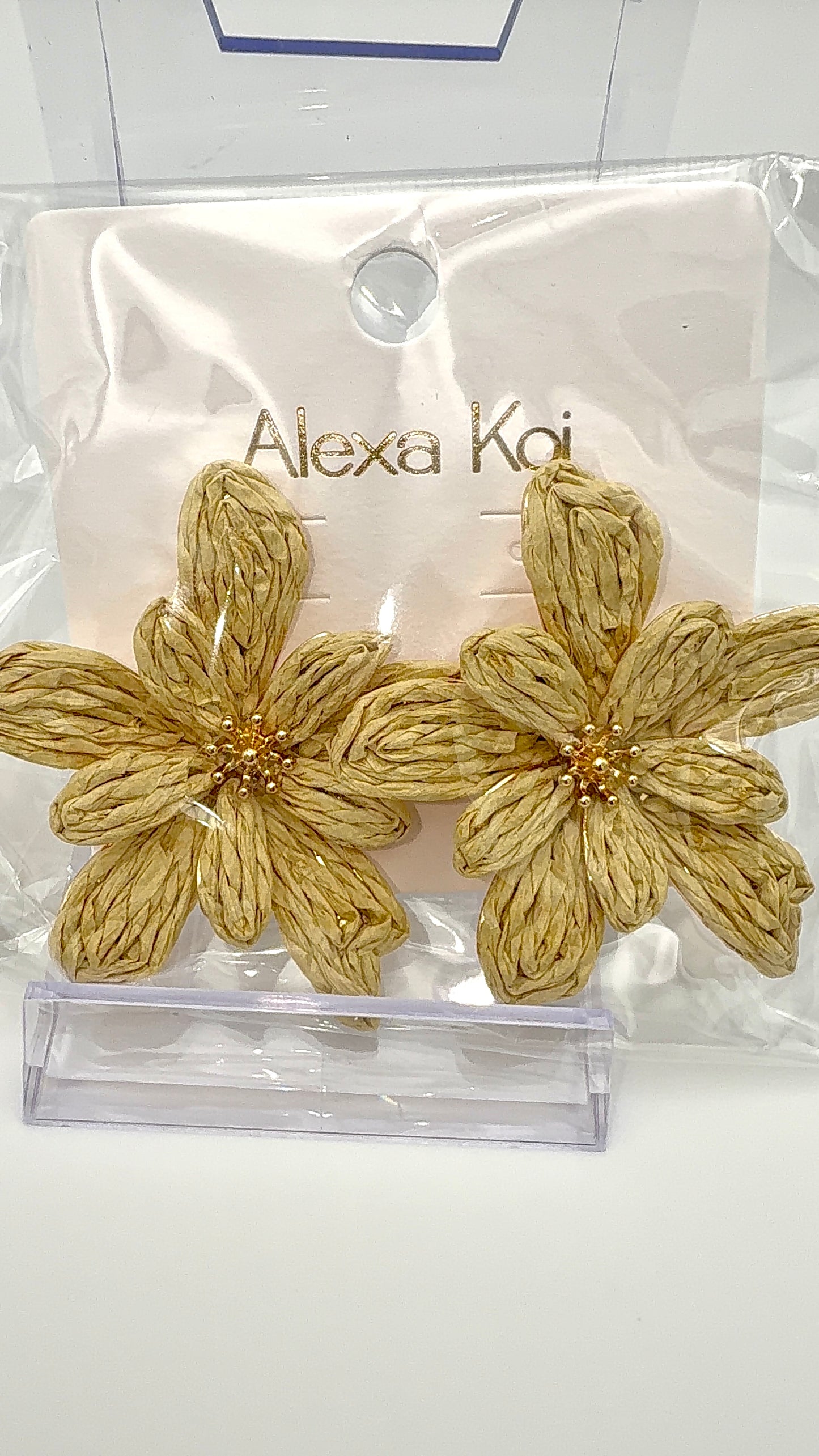 Golden Sand Bloom Statement Earrings – Woven Floral Gold Accent Earrings