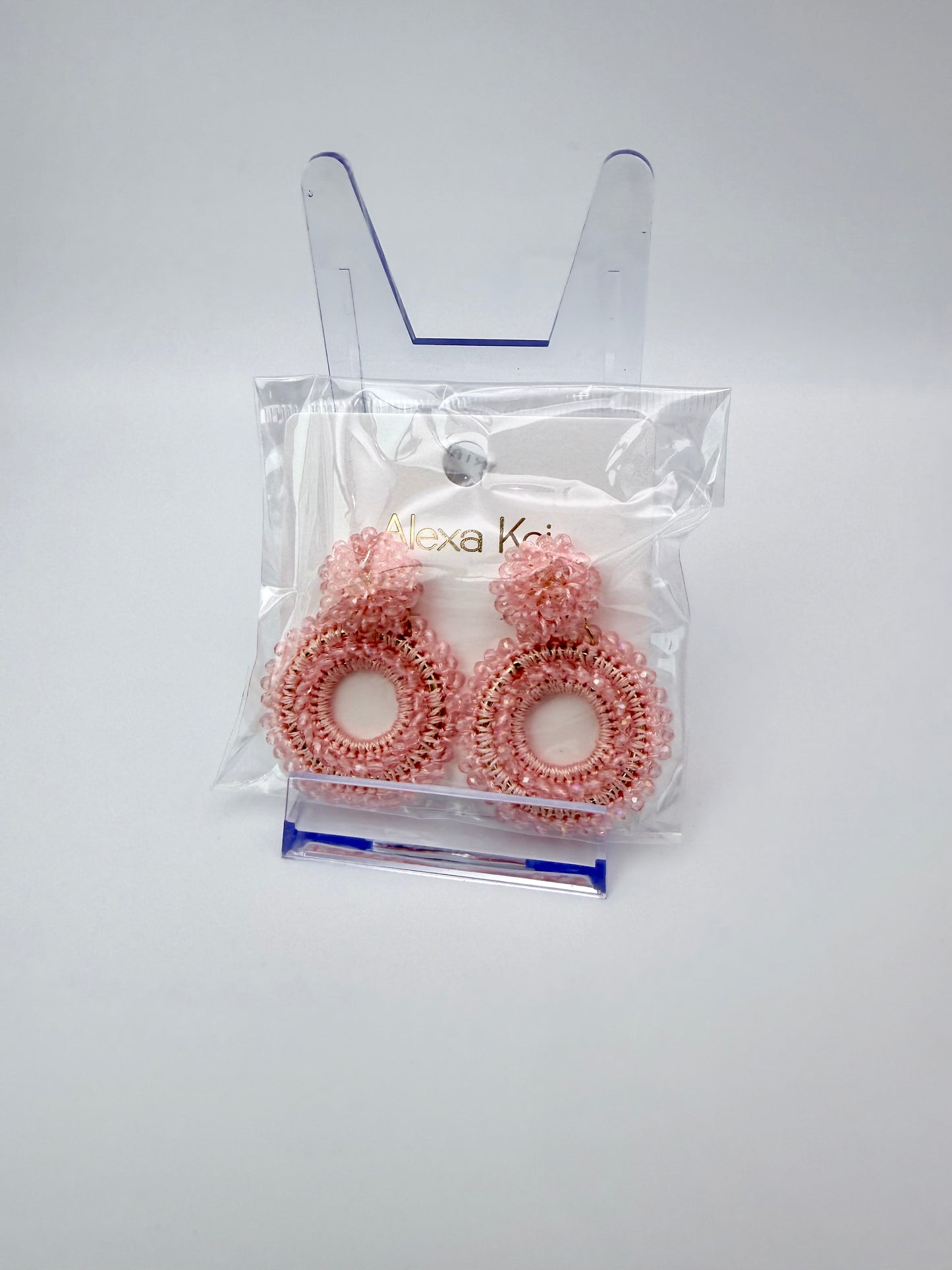 Gracefully Radiant Drops – Blush Crystal Beaded Statement Earrings