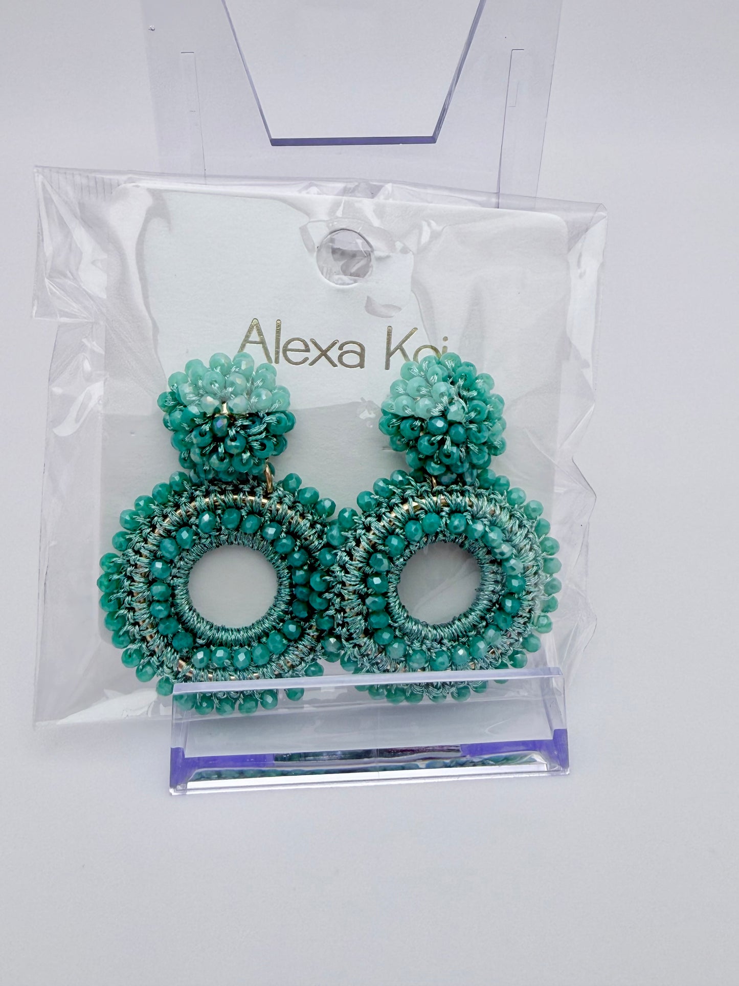 Gracefully Radiant Drops – Emerald Beaded Statement Earrings