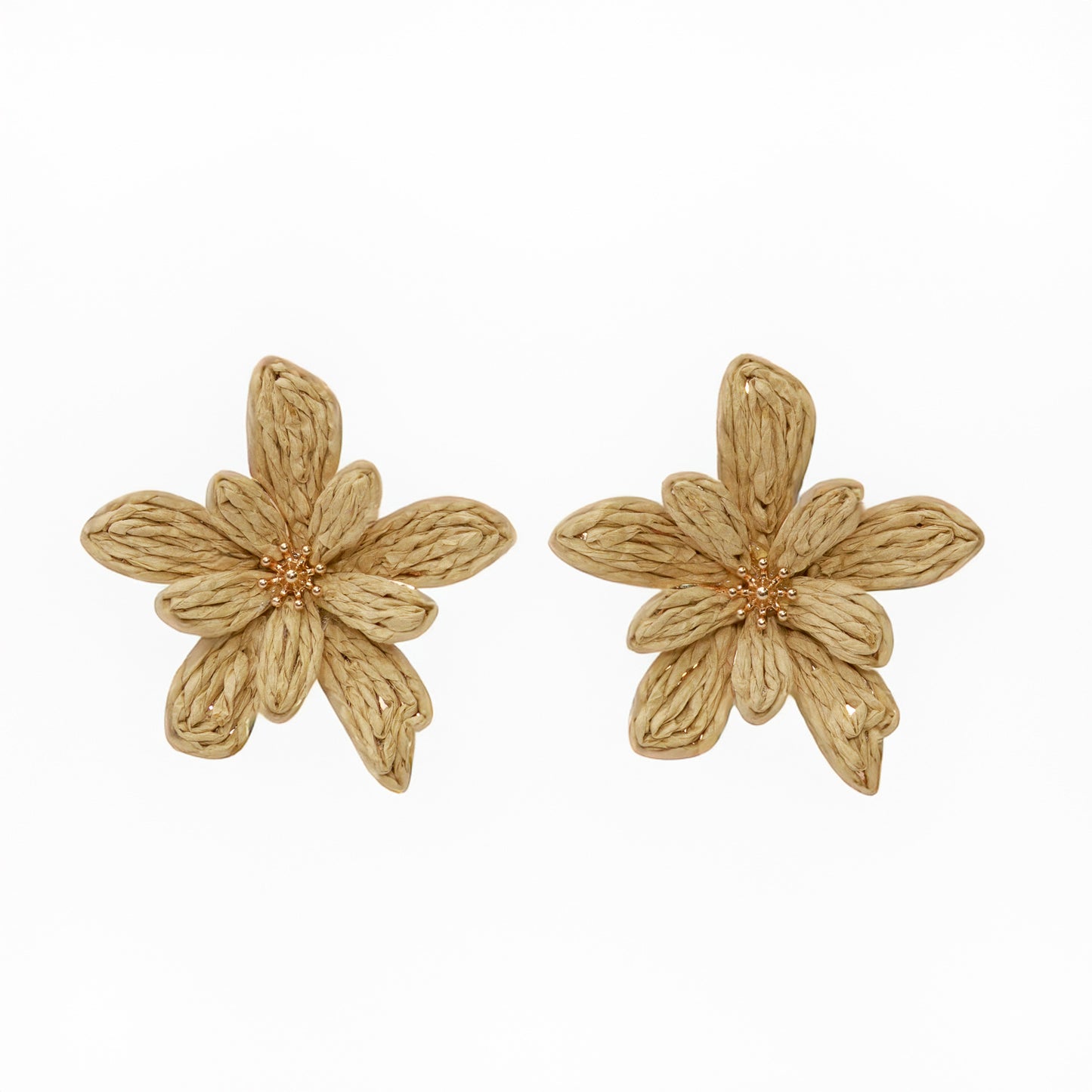 Golden Sand Bloom Statement Earrings – Woven Floral Gold Accent Earrings