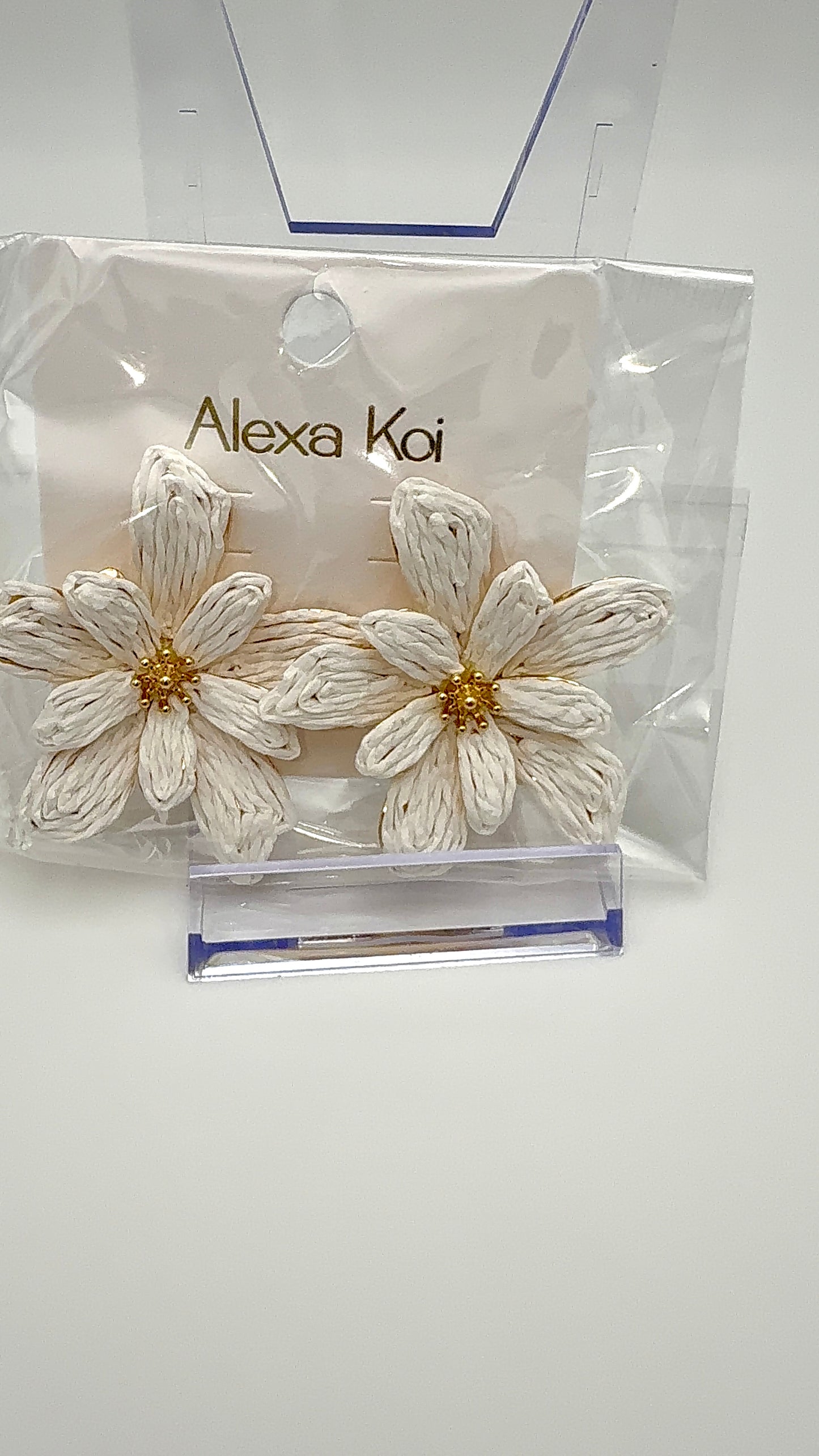 Ivory Bloom Statement Earrings – Woven Floral Gold Accent Earrings