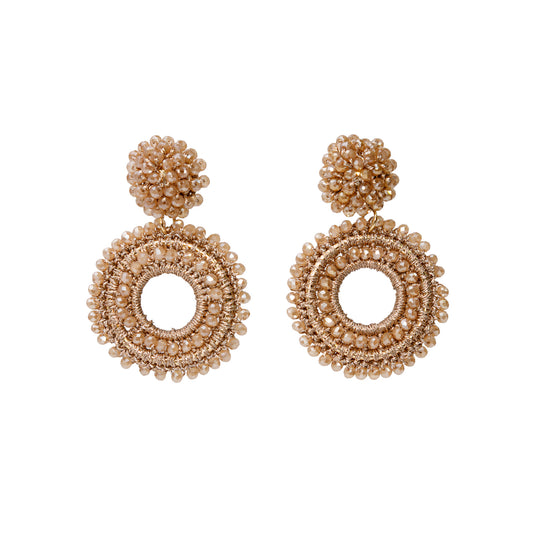 Gracefully Radiant Drops – Golden Luxe Beaded Statement Earrings